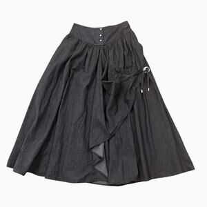 Vintage Roper Dark Gray Denim Look Western Prairie Maxi Skirt Draped M -
